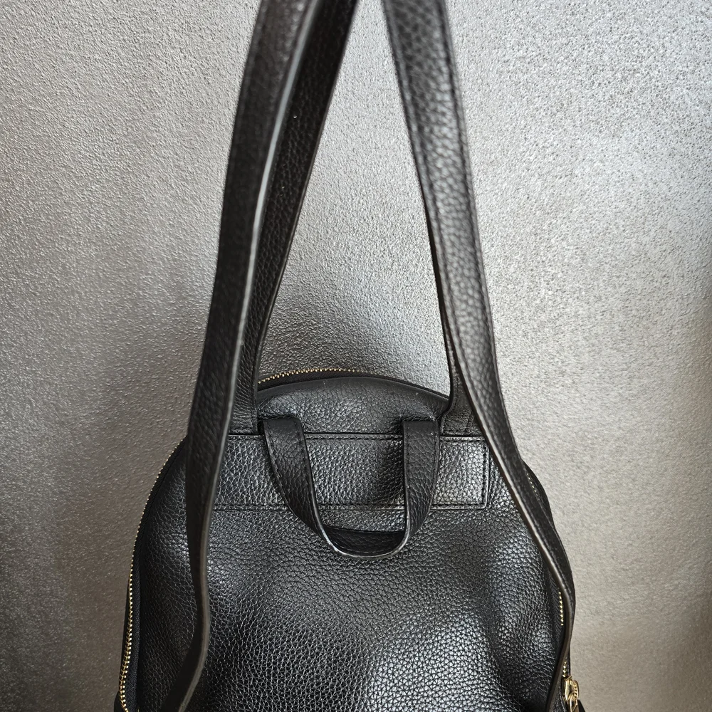 Michael Kors Black Pebbled Leather Backpack with Gold Hardware